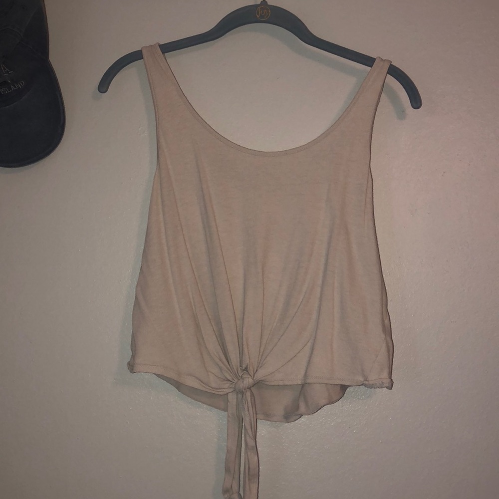 Cream Tie in Front Tank Top